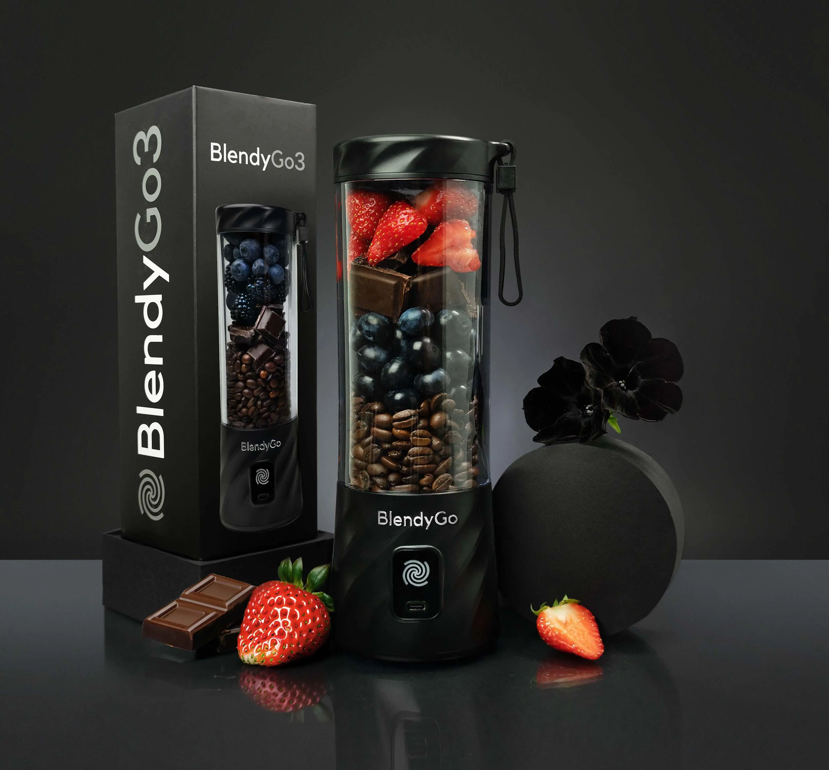 Blender kielichowy BlendyGo 3 Bezprzewodowy 0,55l Czarny