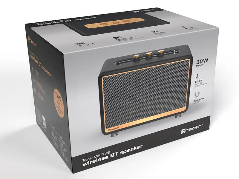 Głośnik Bluetooth Tracer M30 TWS 30W Radio FM Czarny