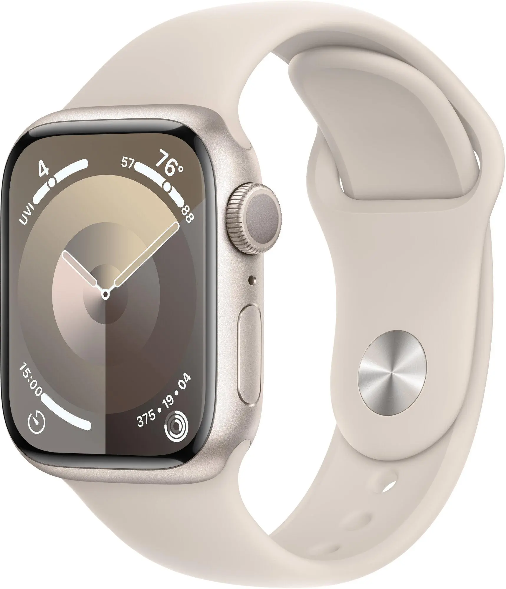 Apple Watch Series 9 GPS  41mm koperta z aluminium Księżycowa poświata pasek sportowy Księżycowa poświata  M/L