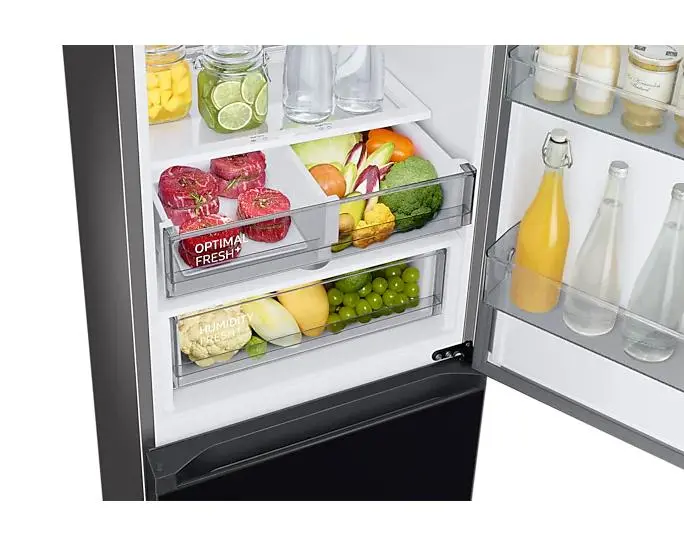 Lodówka Samsung Bespoke RB34C7B5D22 Pełny No Frost 185,3cm Szuflada z kontrolą wilgotności Zdalne sterowanie Czarne szkło