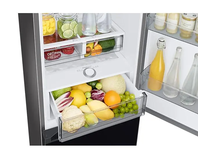 Lodówka Samsung Bespoke RB34C7B5D22 Pełny No Frost 185,3cm Szuflada z kontrolą wilgotności Zdalne sterowanie Czarne szkło