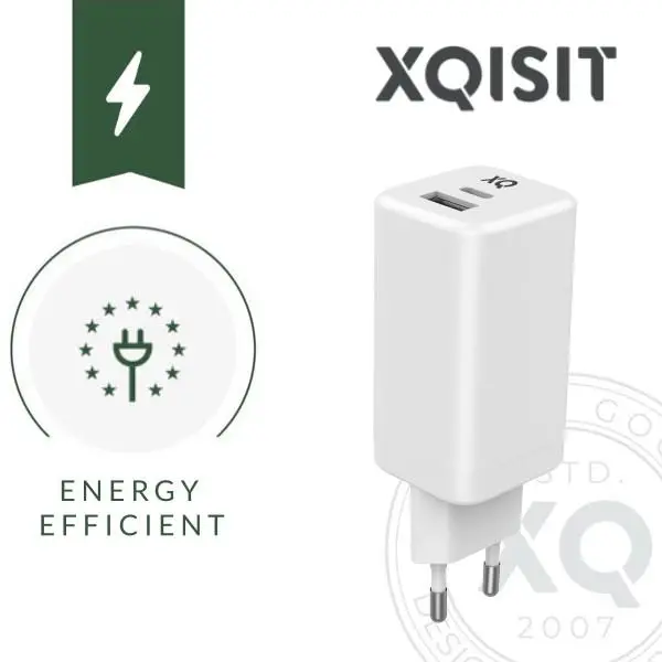Ładowarka sieciowa Xqisit dual USB C - A - 65W Power Delivery GaN + kabel 2m