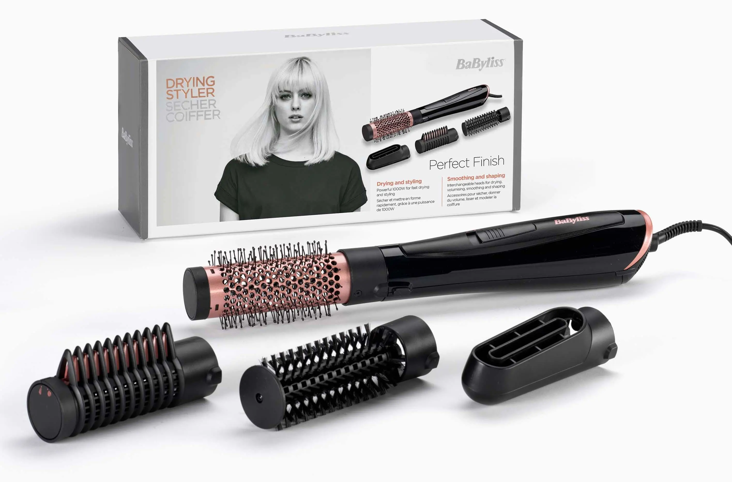 Suszarko-lokówka BaByliss Perfect Finish AS126E 1000W Jonizacja Zimny nawiew Średnica szczotki 20mm 38mm 2 poziomy temperatury