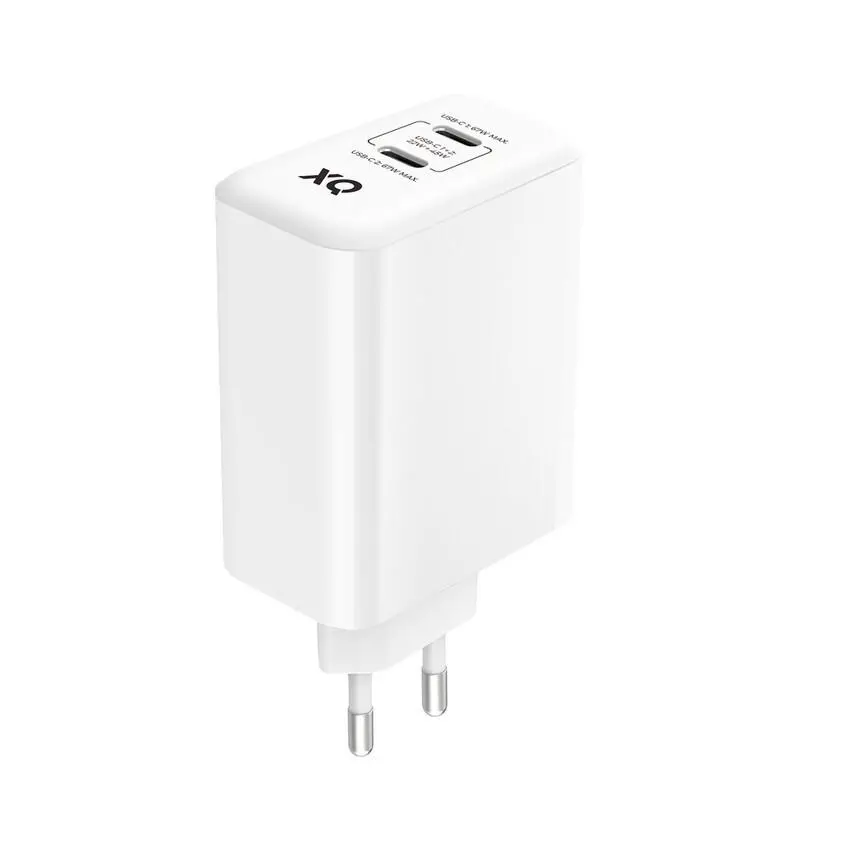Ładowarka sieciowa Xqisit dual USB C - 67W Power Delivery 3.0 GaN Biały