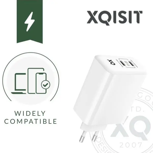 Ładowarka sieciowa Xqisit dual USB C - 67W Power Delivery 3.0 GaN Biały