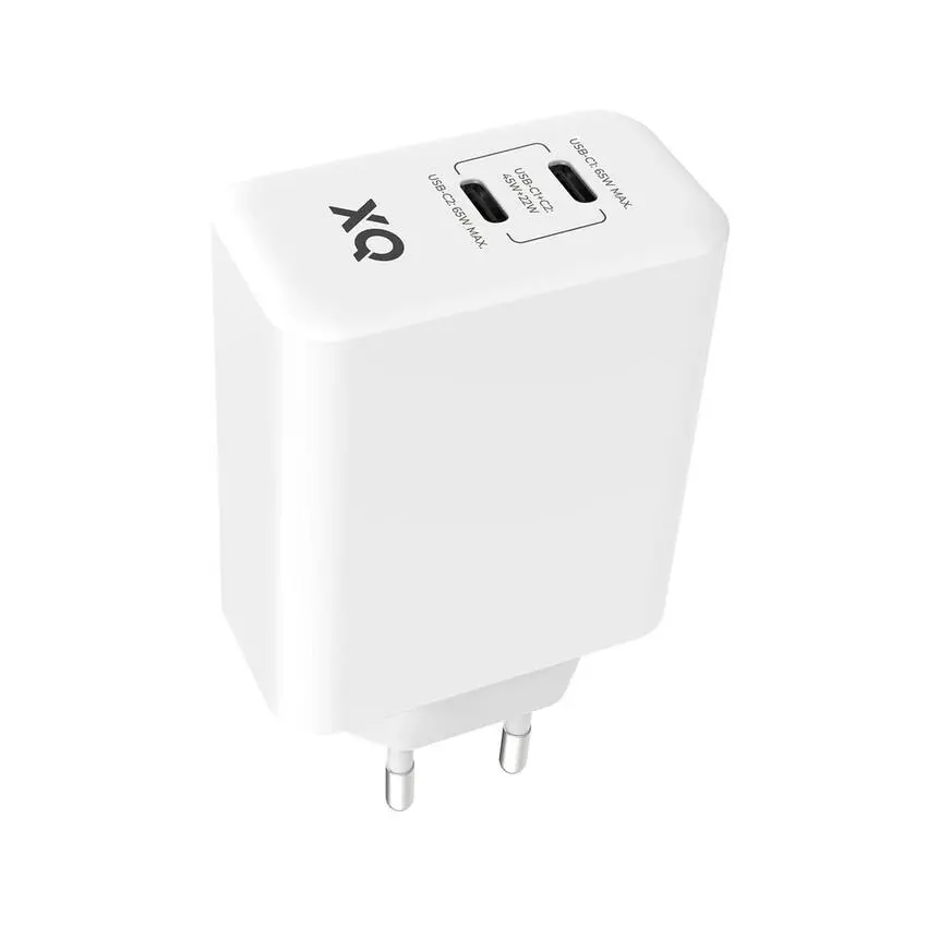 Ładowarka sieciowa Xqisit dual USB C - 67W Power Delivery 3.0 GaN Biały