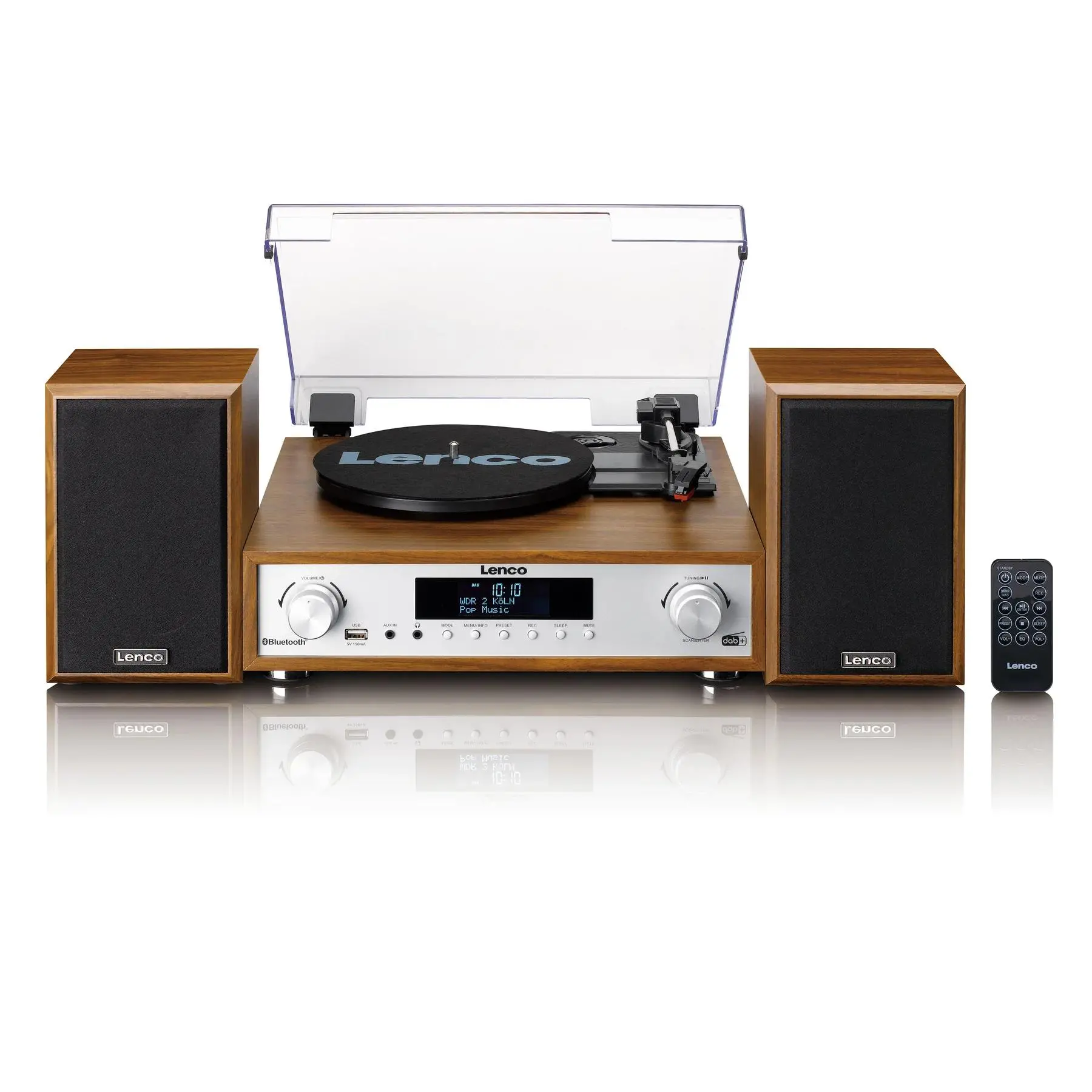 Lenco MC-160WD Manualny Napęd paskowy Przedwzmacniacz Bluetooth Drewno