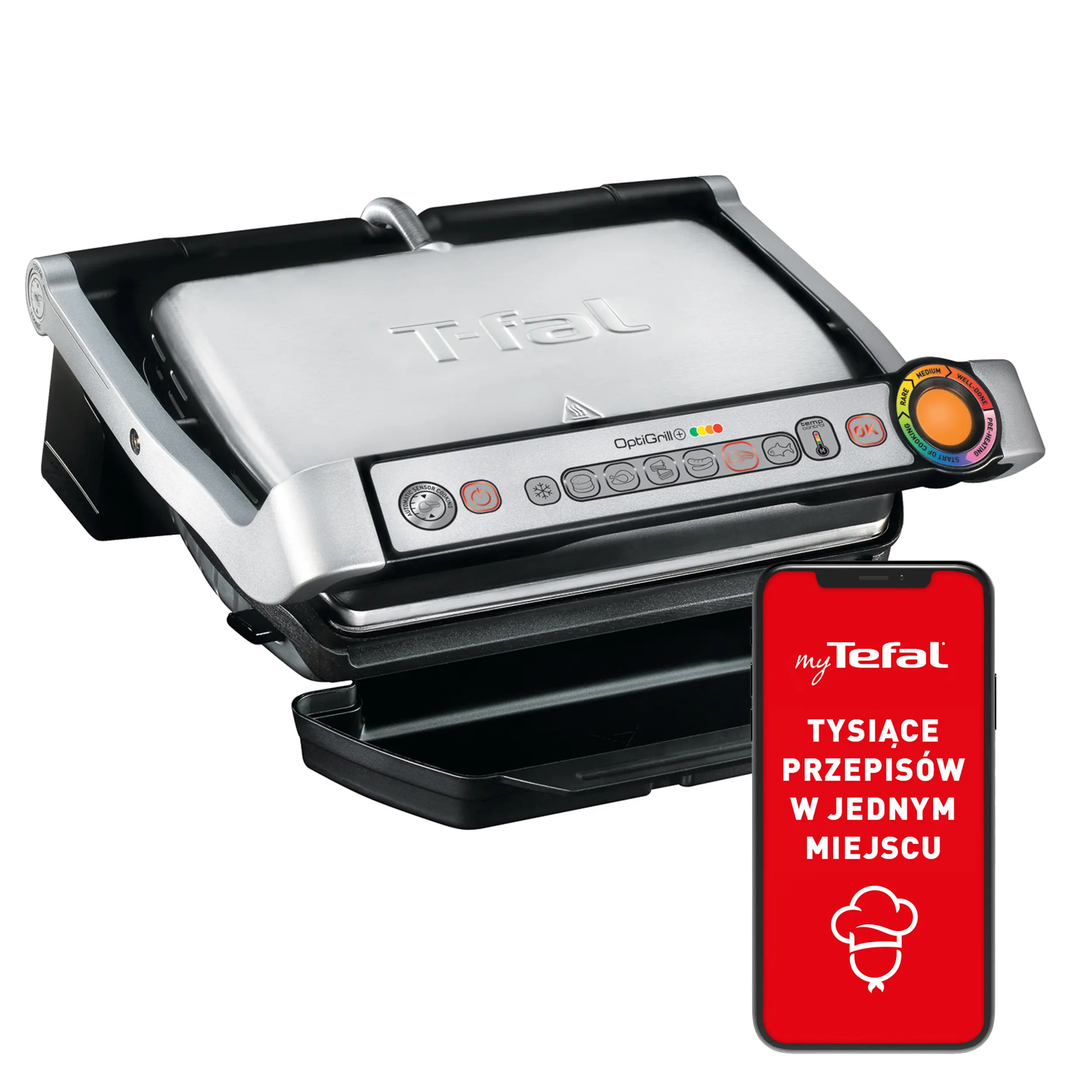 Grill elektryczny Tefal GC712D OptiGrill 600cm2 Programy automatyczne