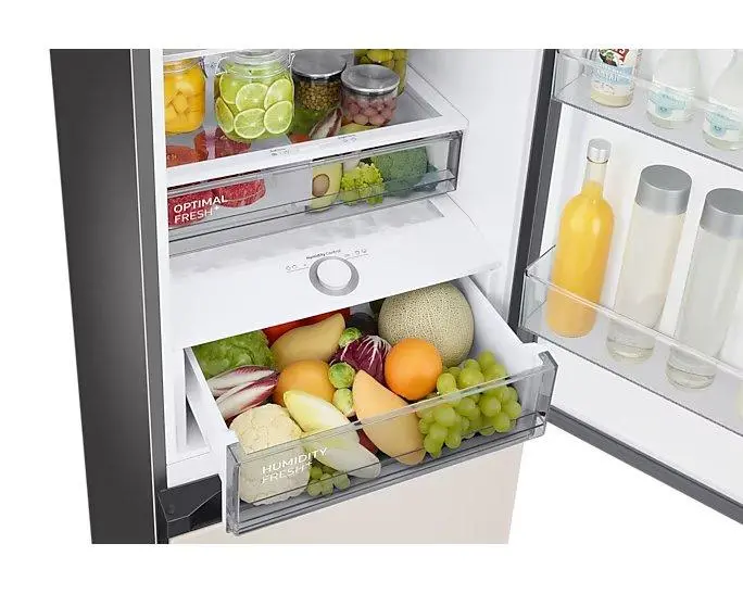 Lodówka Samsung Bespoke RB38C7B5D39 Pełny No Frost 203cm Szuflada z kontrolą wilgotności Zdalne sterowanie Satynowy Beż