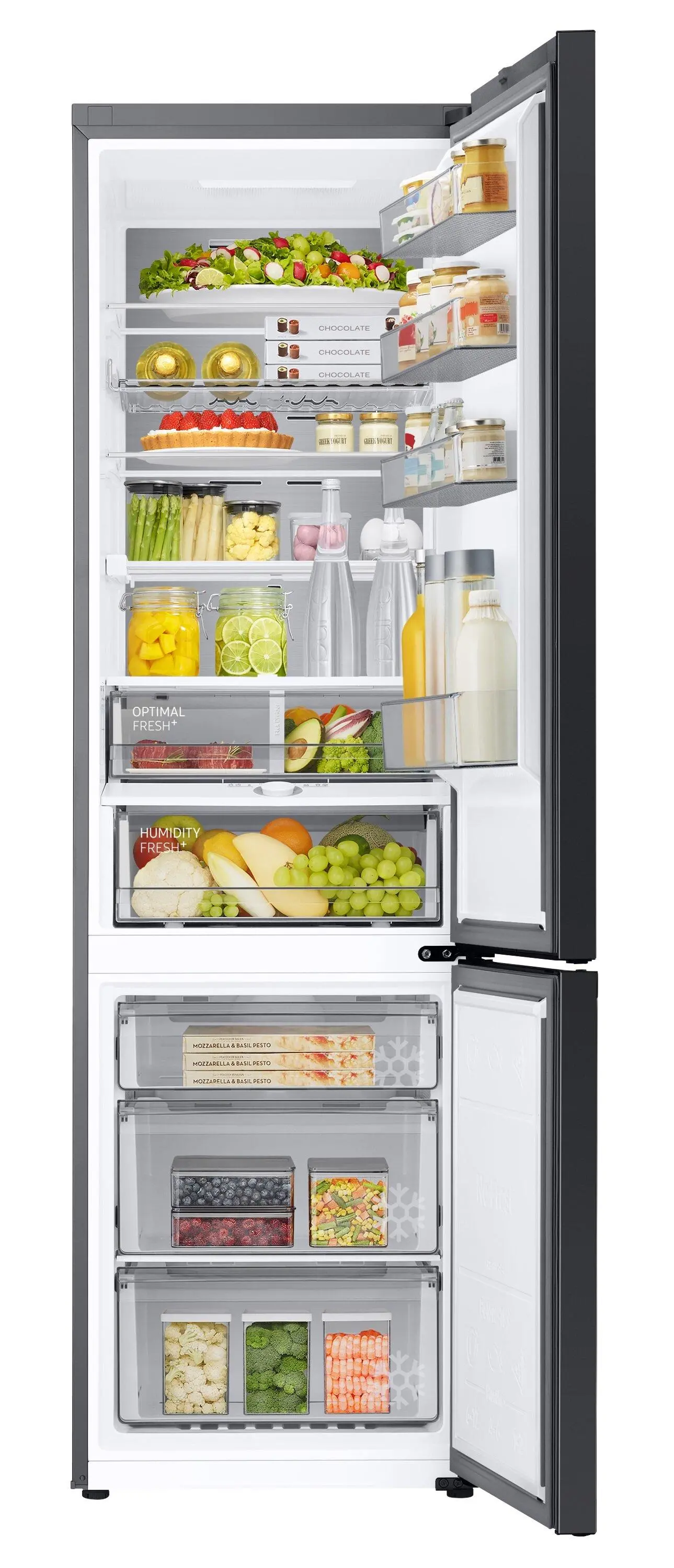 Lodówka Samsung Bespoke RB38C7B6BAP Pełny No Frost 203cm Szuflada z kontrolą wilgotności Zdalne sterowanie Bez panelu