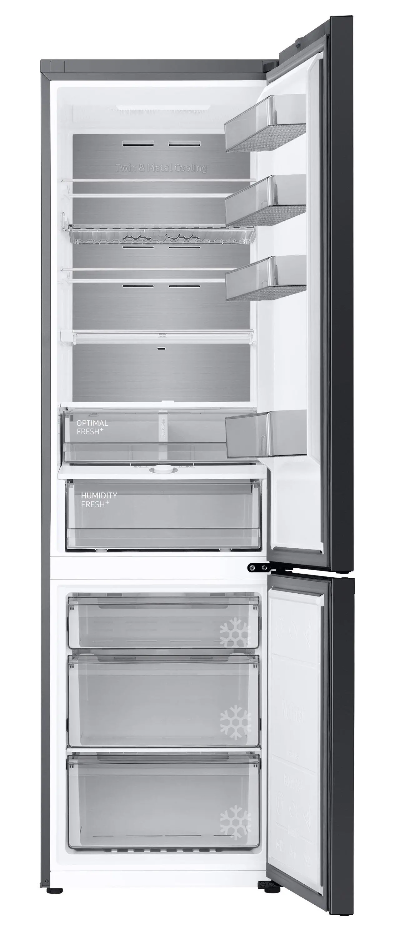 Lodówka Samsung Bespoke RB38C7B6BAP Pełny No Frost 203cm Szuflada z kontrolą wilgotności Zdalne sterowanie Bez panelu