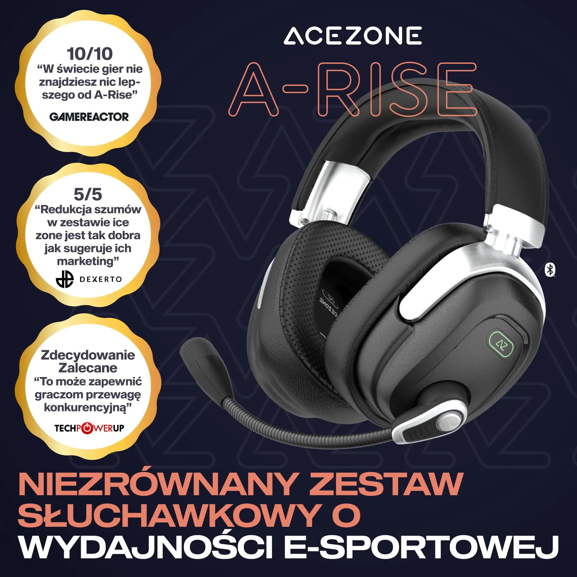 Słuchawki bezprzewodowe z mikrofonem AceZone A-Rise Nauszne Czarny