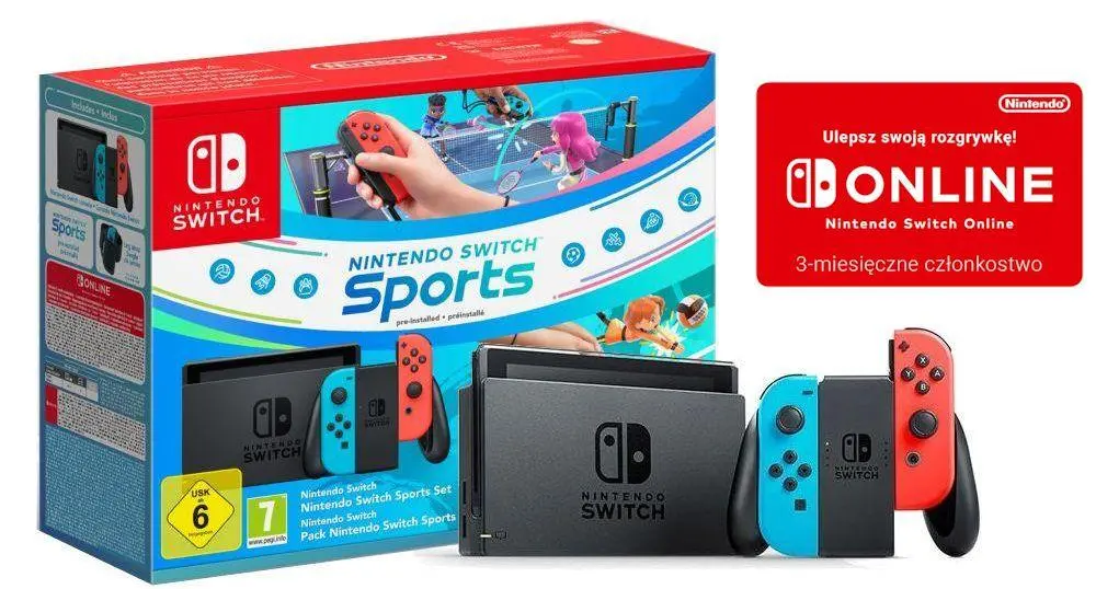 Konsola Nintendo Switch Joy-Con v2 Czerwono-niebieski + NS Online 90 dni + Switch Sports