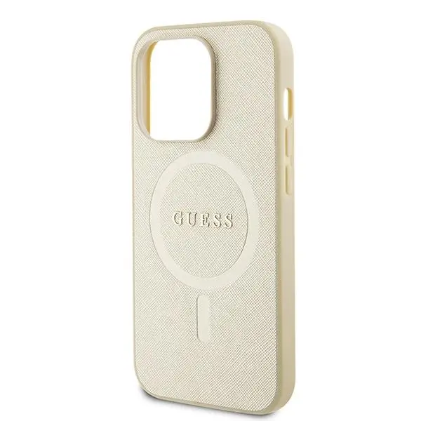 Etui Guess Saffiano MagSafe GUHMP15XPSAHMCB do iPhone 15 Pro Max Złoty