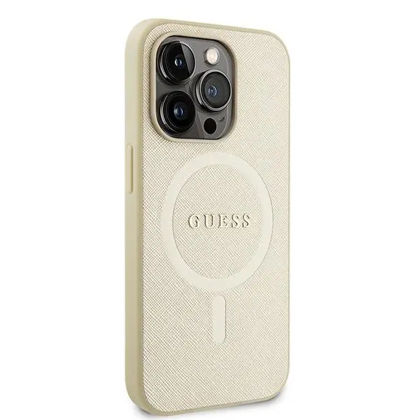 Etui Guess Saffiano MagSafe GUHMP15XPSAHMCB do iPhone 15 Pro Max Złoty