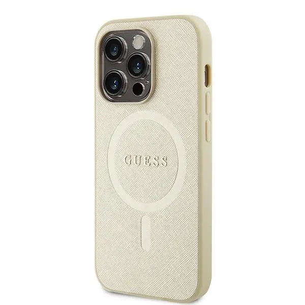 Etui Guess Saffiano MagSafe GUHMP15XPSAHMCB do iPhone 15 Pro Max Złoty