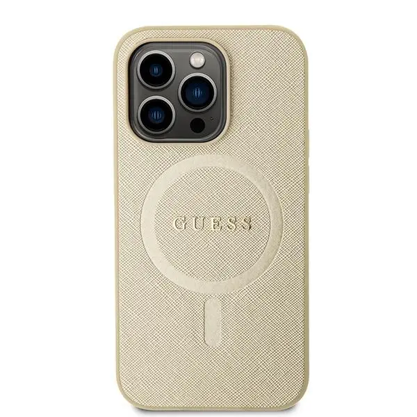 Etui Guess Saffiano MagSafe GUHMP15XPSAHMCB do iPhone 15 Pro Max Złoty