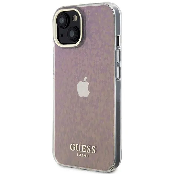 Etui Guess IML Faceted Mirror Disco Iridescent GUHCP15SHDECMP do iPhone 15 Różowy