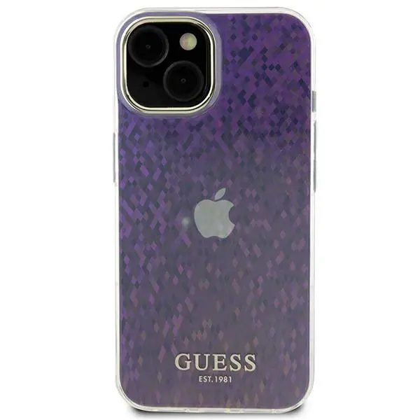 Etui Guess IML Faceted Mirror Disco Iridescent GUHCP15SHDECMP do iPhone 15 Różowy