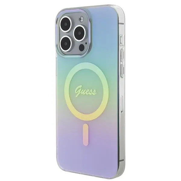 Etui Guess IML Iridescent MagSafe GUHMP15LHITSQ do iPhone 15 Pro turkusowy