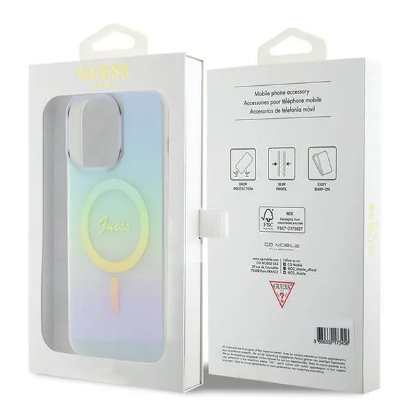 Etui Guess IML Iridescent MagSafe GUHMP15LHITSQ do iPhone 15 Pro turkusowy