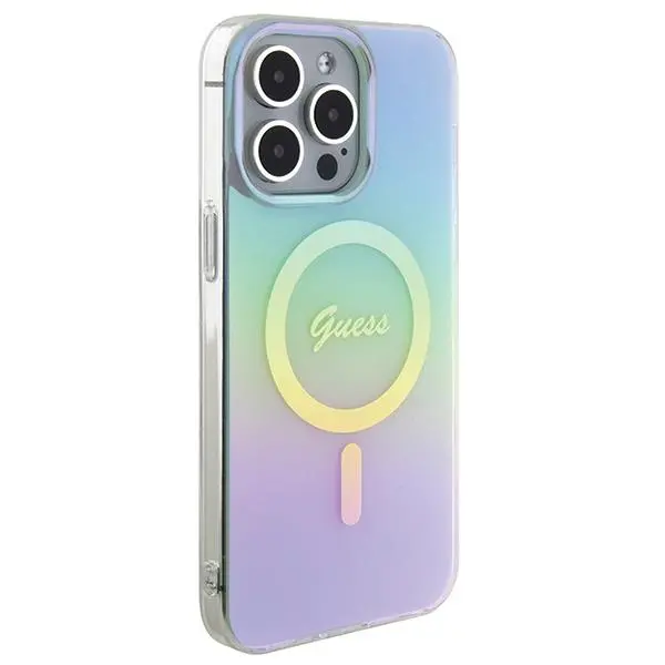 Etui Guess IML Iridescent MagSafe GUHMP15LHITSQ do iPhone 15 Pro turkusowy