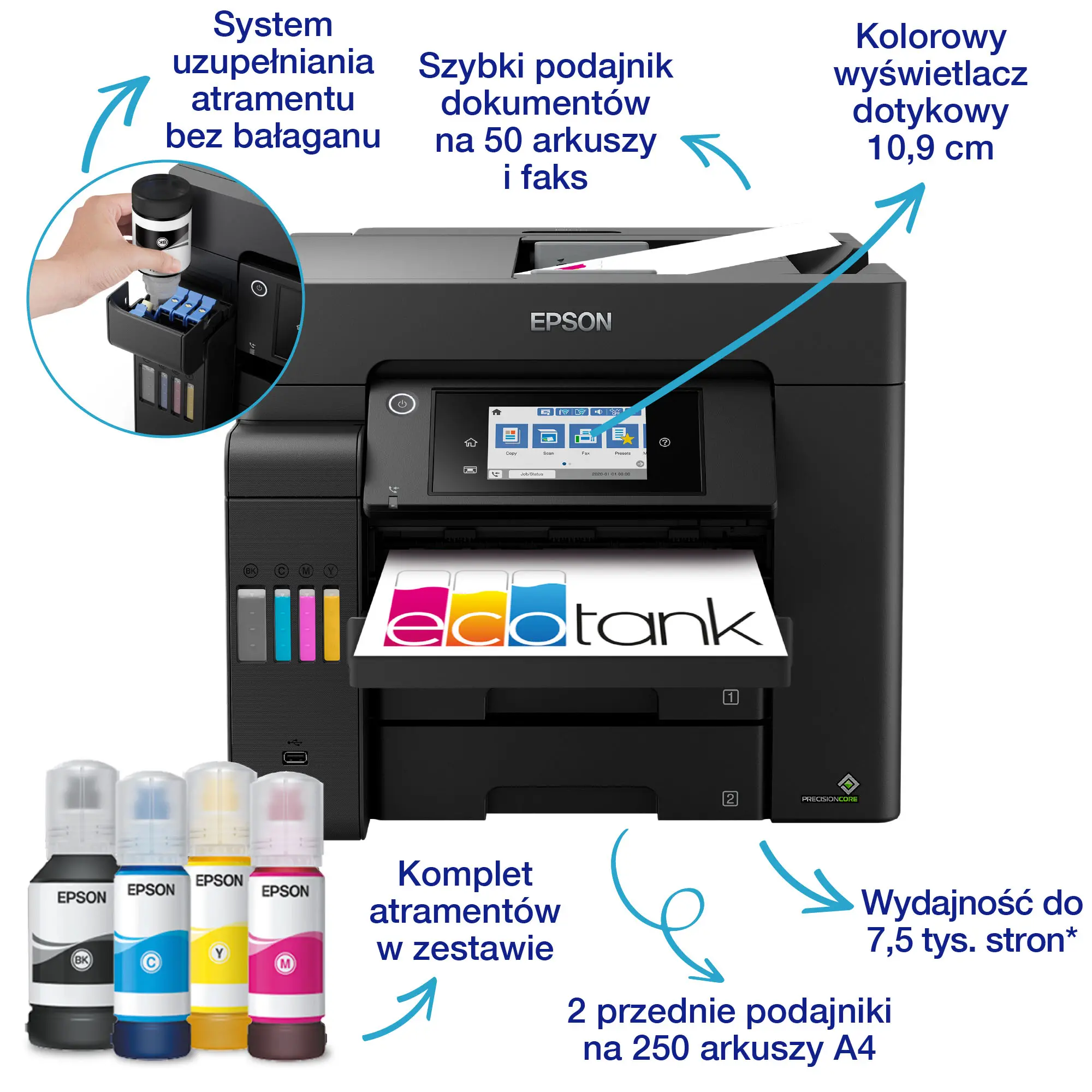 Urządzenie wielofunkcyjne Epson EcoTank L6550 WiFi Czarny