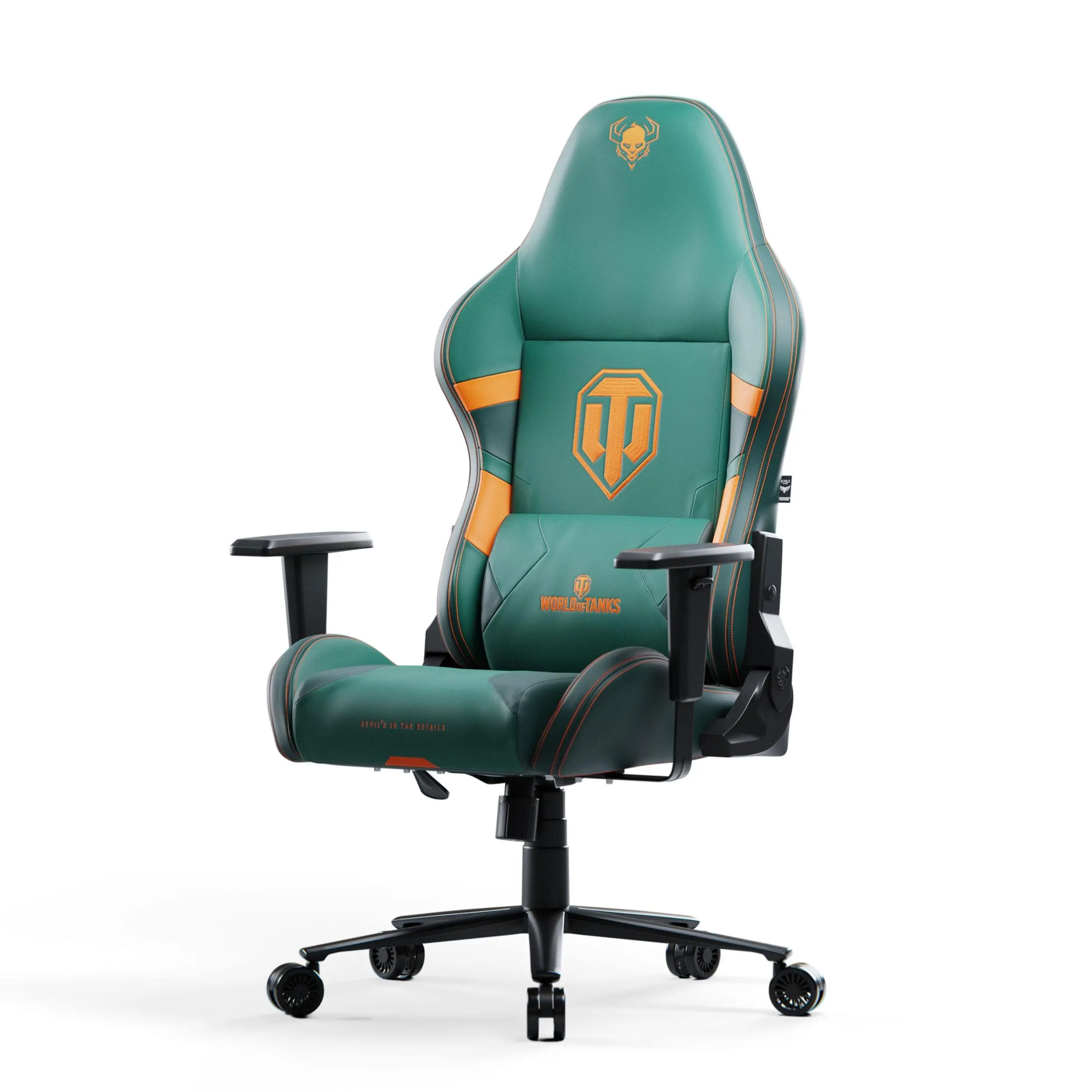 Fotel Diablo Chairs X-One 2.0 World of Tanks Gamingowy do 160kg Skóra ECO Tkanina Zielono-pomarańczowy