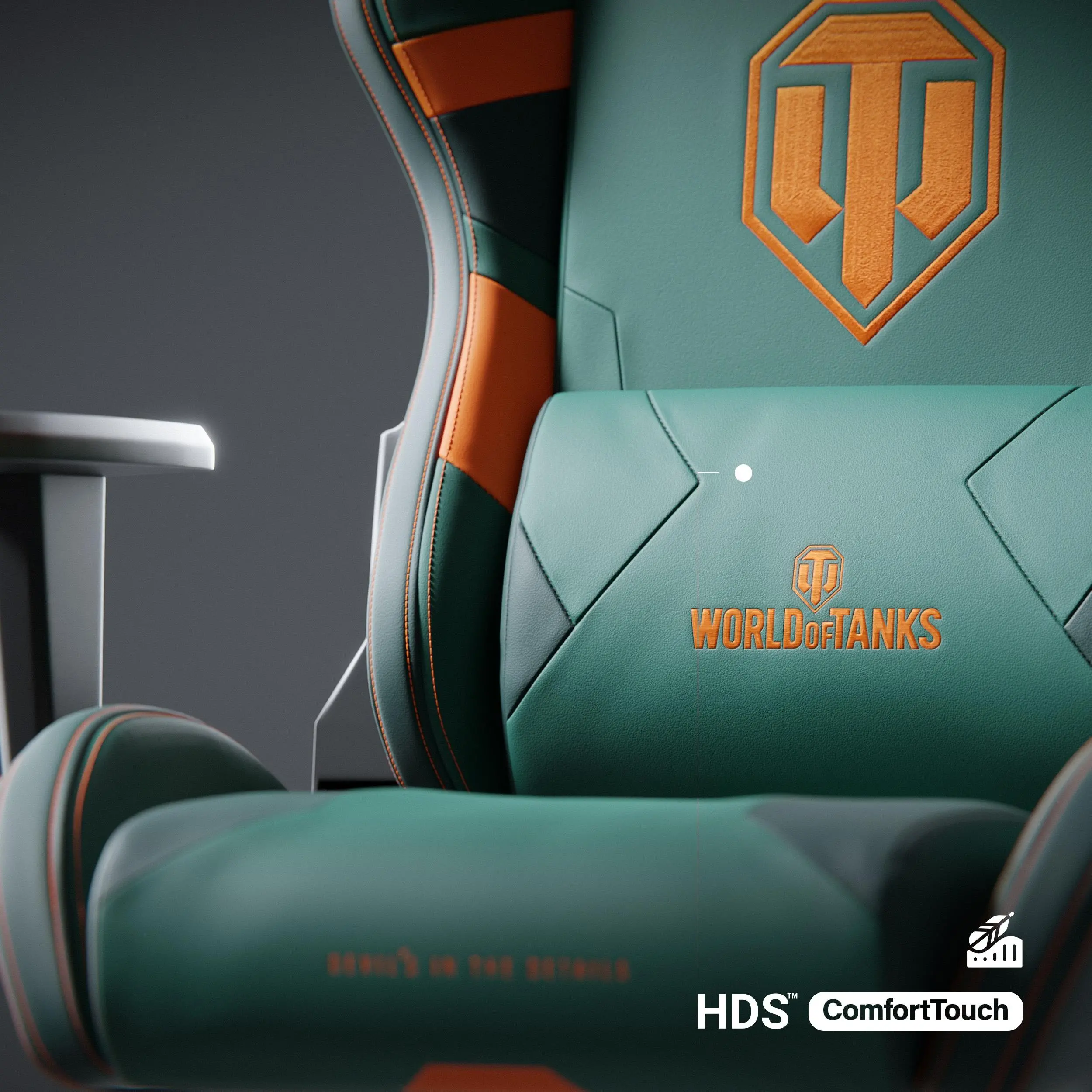 Fotel Diablo Chairs X-One 2.0 World of Tanks Gamingowy do 160kg Skóra ECO Tkanina Zielono-pomarańczowy
