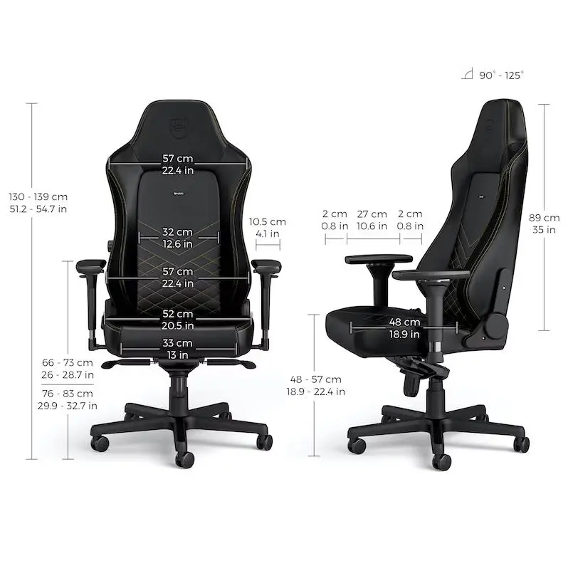 Fotel Noblechairs HERO Black Gold Gamingowy do 150kg Skóra ECO Czarno-złoty