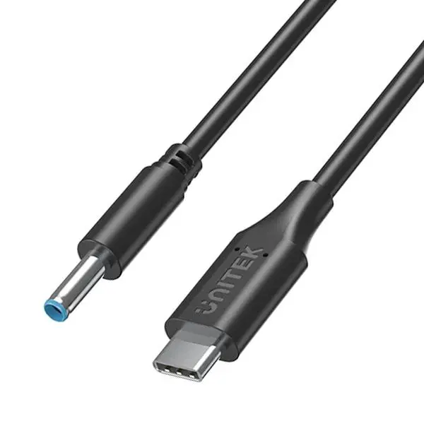 Kabel zasilający Unitek C14117BK do laptopa HP 65W USB-C - DC 4,5 mm 1,8m Czarny