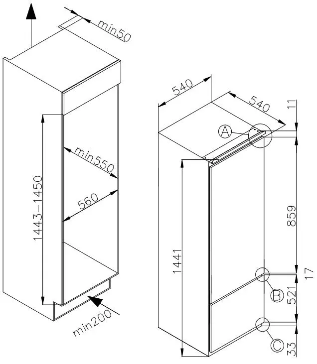 Lodówka Amica BK2265.4(E) 144cm