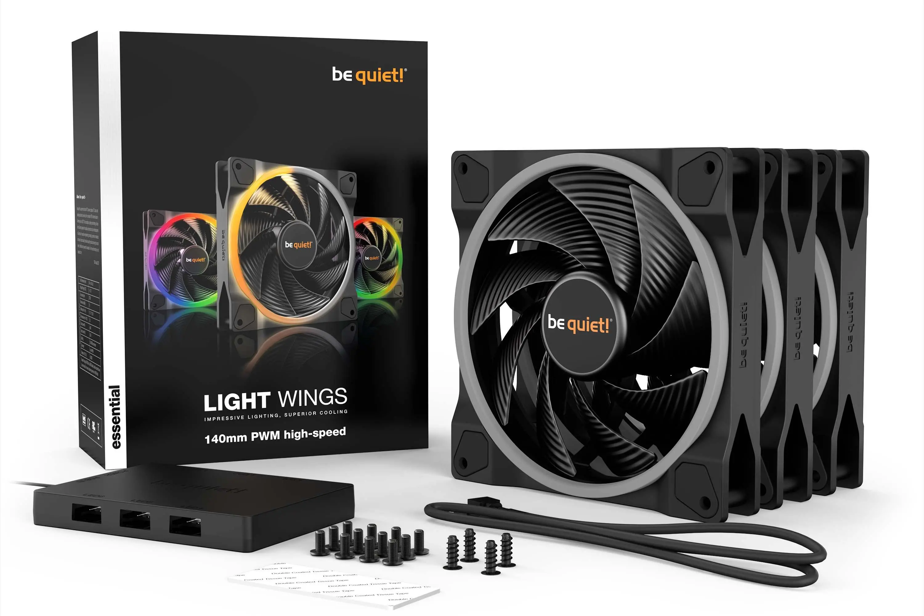 Wentylator be quiet! Light Wings PWM high-speed 140mm 3szt. Czarny