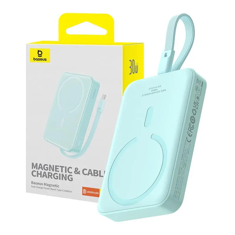 Powerbank Baseus P1002210B333-00 Magnetic Mini 10000mAh 30W MagSafe z kablem USB-C Niebieski