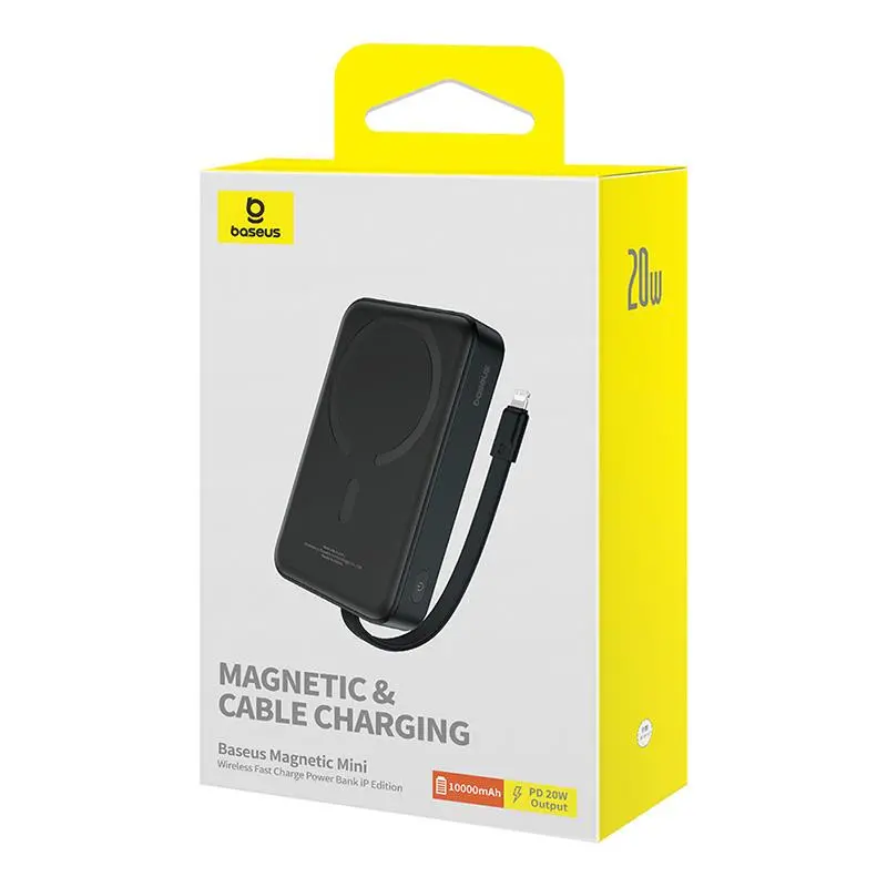 Powerbank Baseus P10022109113-00 Magnetic Mini 10000mAh 20W MagSafe z kablem Lightning Czarny