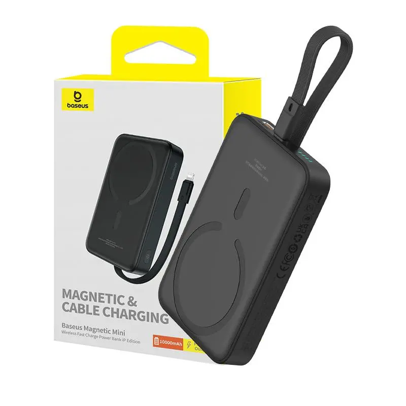 Powerbank Baseus P10022109113-00 Magnetic Mini 10000mAh 20W MagSafe z kablem Lightning Czarny