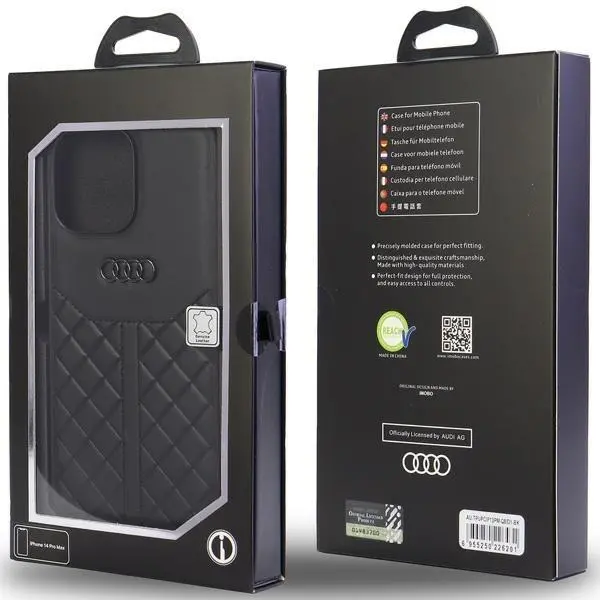 Etui AUDI Genuine Leather AU-TPUPCIP13PM-Q8/D1-BK do iPhone 13 Pro Max Czarny