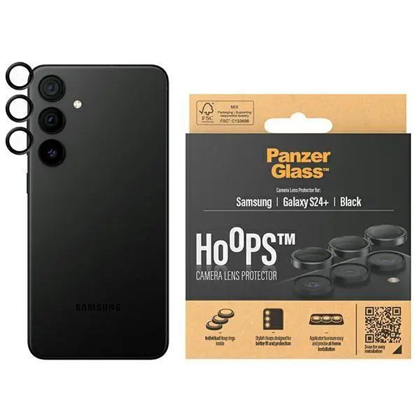 Szkło hartowane PanzerGlass Hoops Camera Lens Protector do Samsung Galaxy S24+ Czarny