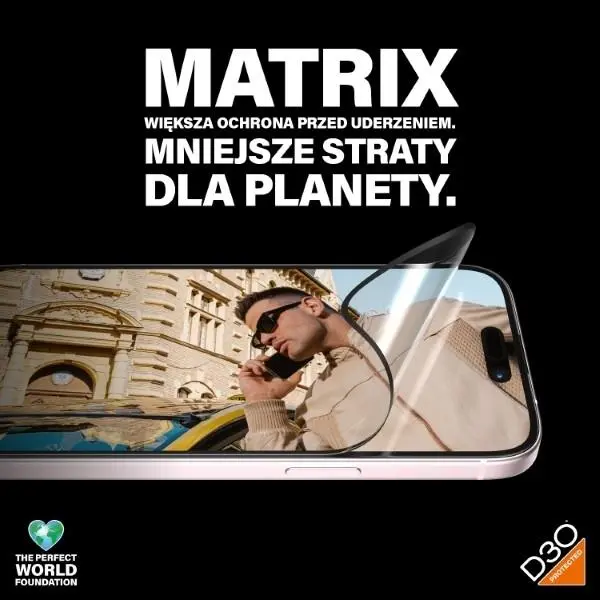 Szkło hybrydowe PanzerGlass Matrix D3O UWF iPhone 15 Ultra-Wide-Fit rPET Screen Protection Easy Aligner Included hybryda