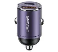 USAMS 1xUSB+1xUSB-C C38 30W PD Fast Charge Fioletowy