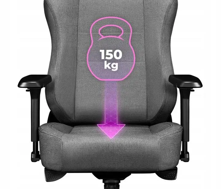 Fotel Yumisu 2054 Magnetic Materiał Biurowy do 150kg Tkanina Jasnoszaro-czarny