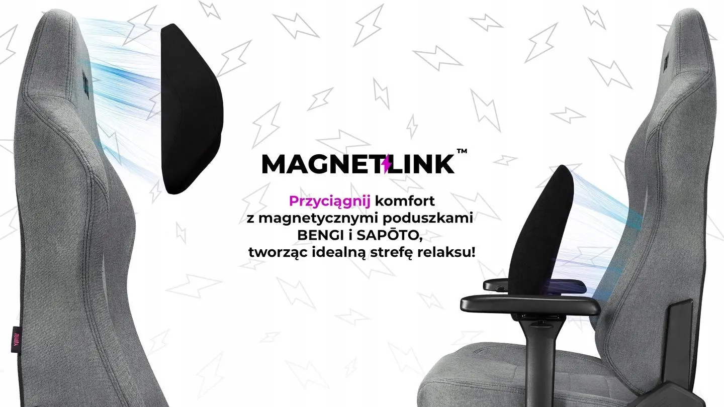 Fotel Yumisu 2054 Magnetic Materiał Biurowy do 150kg Tkanina Jasnoszaro-czarny
