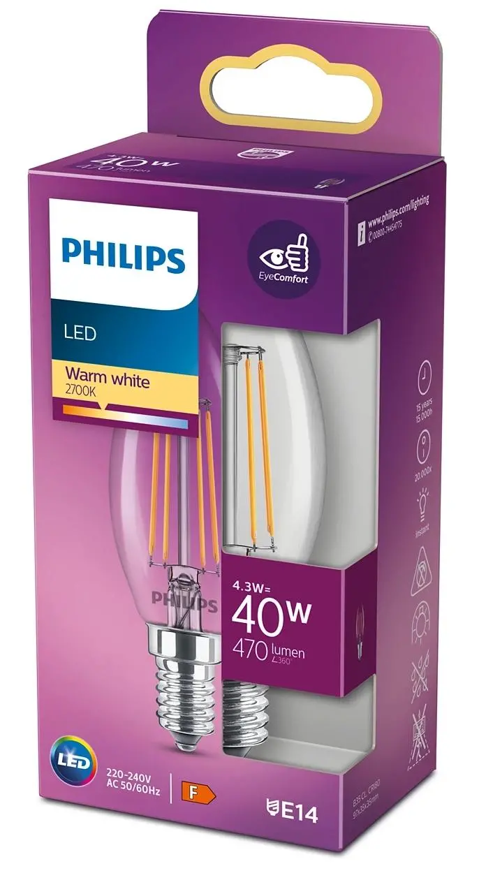 Żarówka LED Philips 4,3W (40W) E14