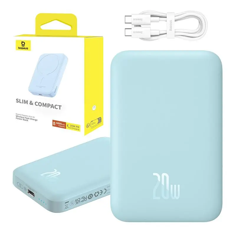 Powerbank Baseus P10059002313-00 Magnetic Mini Air 6000mAh 20W Niebieski