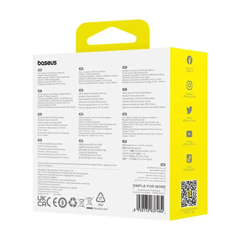 Słuchawki bezprzewodowe Baseus Bowie E5x Douszne Bluetooth 5.3 Czarny