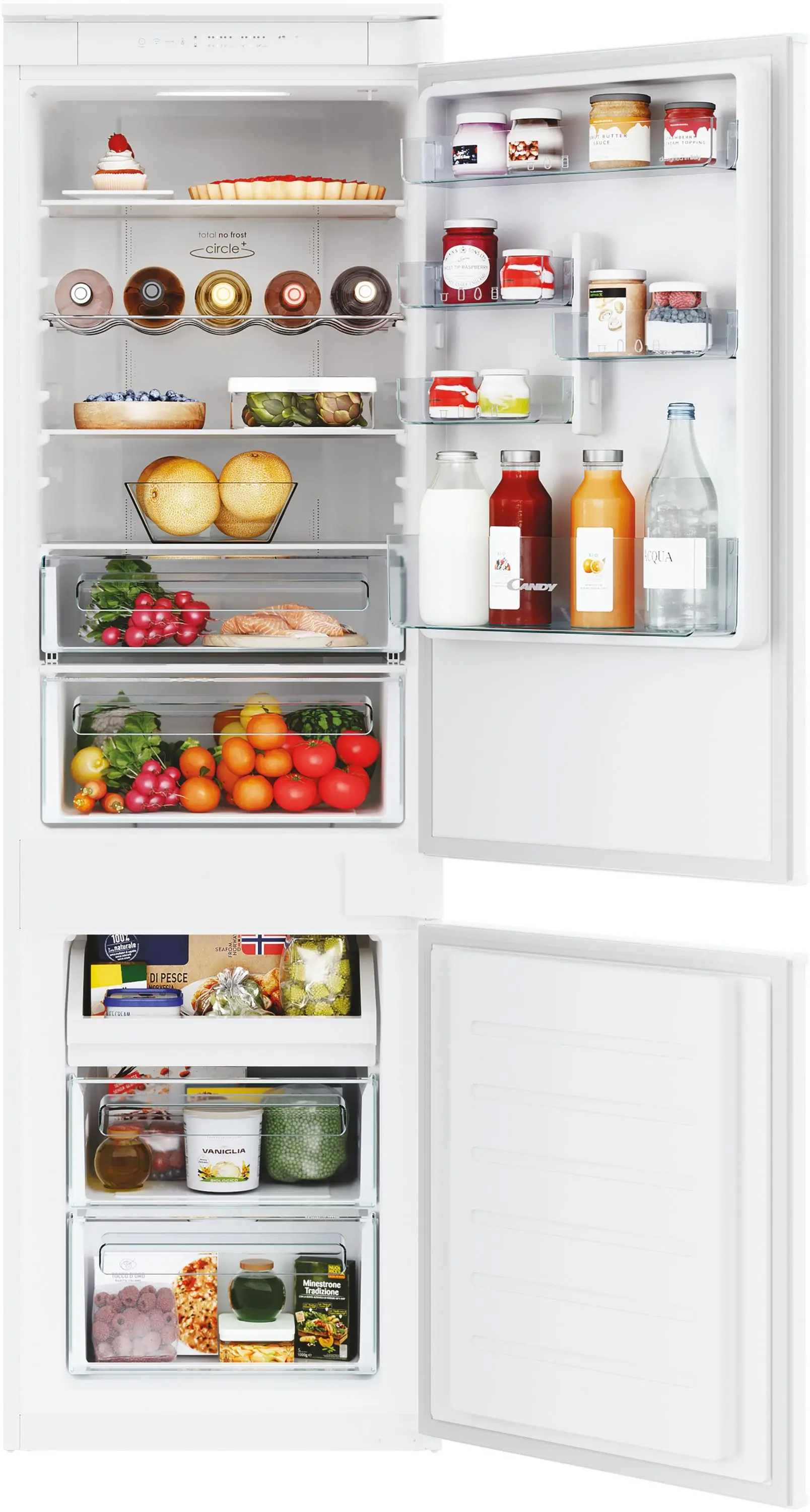 Lodówka Candy Fresco CBT5518DW Pełny No Frost 177,2cm Szuflada z kontrolą wilgotności