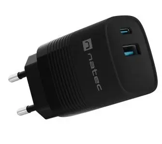 Ładowarka sieciowa Natec Ribera GaN 1xUSB-A+1xUSB-C 30W Czarny