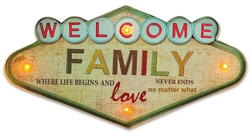 Znak Forever Retro LED Welcome Family RTV100463