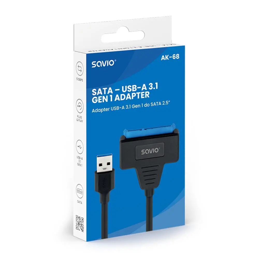 Adapter Savio AK-68 USB-A do SATA 2.5" Czarny