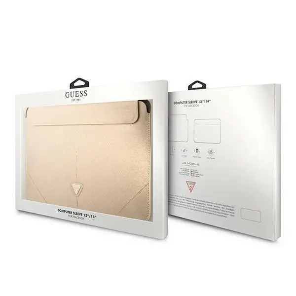 Etui na laptop Guess Saffiano Triangle Logo GUCS14PSATLE 14" Beżowy